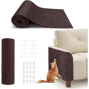 78.7"X15.8" Cat Scratching Mat, Self-Adhesive Cat Scratch Carpet, DIY Cats Scratch Furniture Protector for Couch, Sofa, Wall & Door, Durable Furniture Guards Couch Scratcher from Cats Claws (Brown)