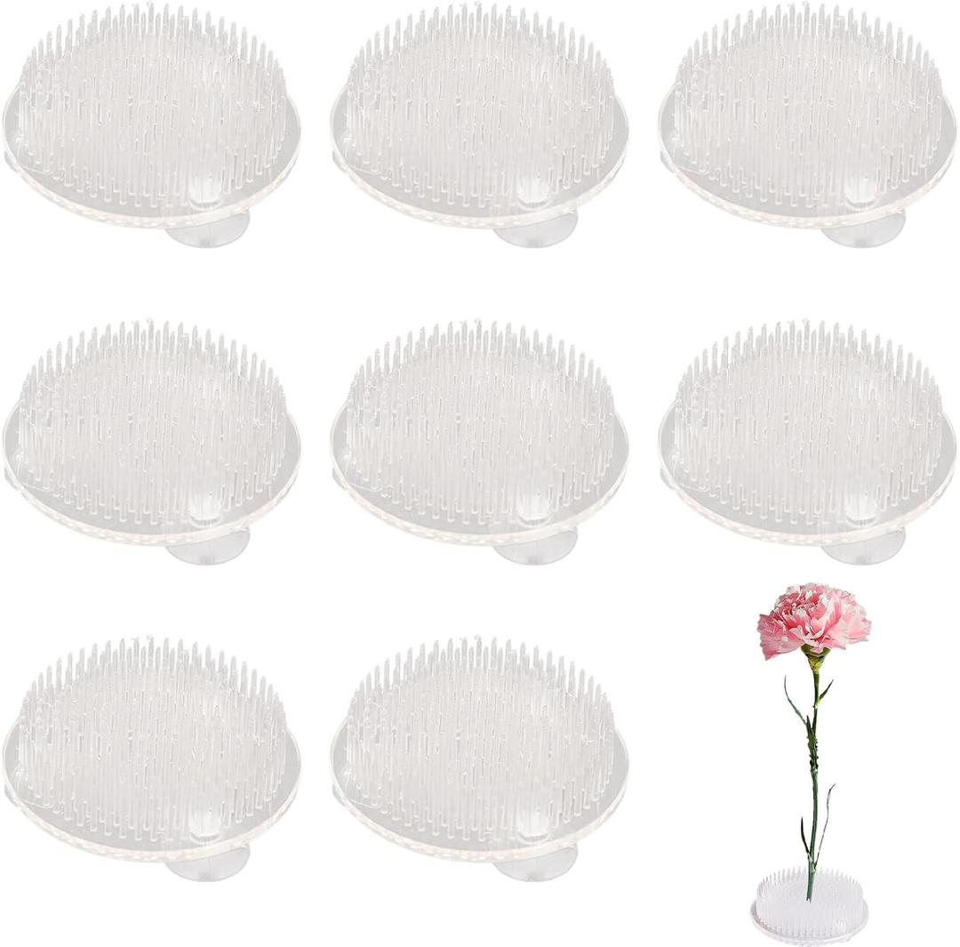 Flower Frog, Frogs for Arrangements Supplies, Floral Ikebana Stem Holder, Stem Pin Holders, Clear Plastic Ikebana Bowl (8pcs)