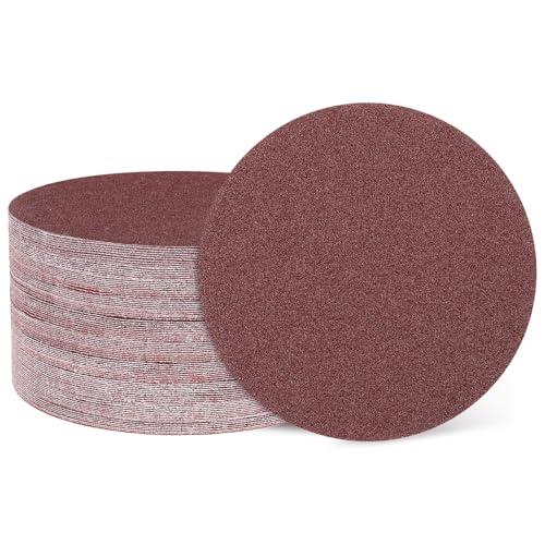HARFINGTON 5 Inch Sanding Discs,  Grit Hook and Loop Sandpaper, No-Hole Aluminum Oxide Orbital Sander Sandpaper for Woodworking Automotive Metal Polishing, Red
