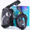 Greatever G2 Adults Kids Full Face Snorkel Mask 2 Pcs,Snorkeling Gear with Latest Dry Top System,Foldable 180 Degree Panoramic View,Safe Breathing,Anti-Leak&Anti-Fog Snorkeling Mask with Camera Mount (XL/L+XS, Black)