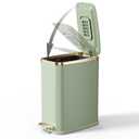 CEROELDA Small Bathroom Trash Can with Lid Soft Close-5L/1.3 Gal Slim Garbage Can-Metal Step Wastebasket-Rectangle Narrow Waste Bin for Office, Bedroom, Toilet, Live Room-Green