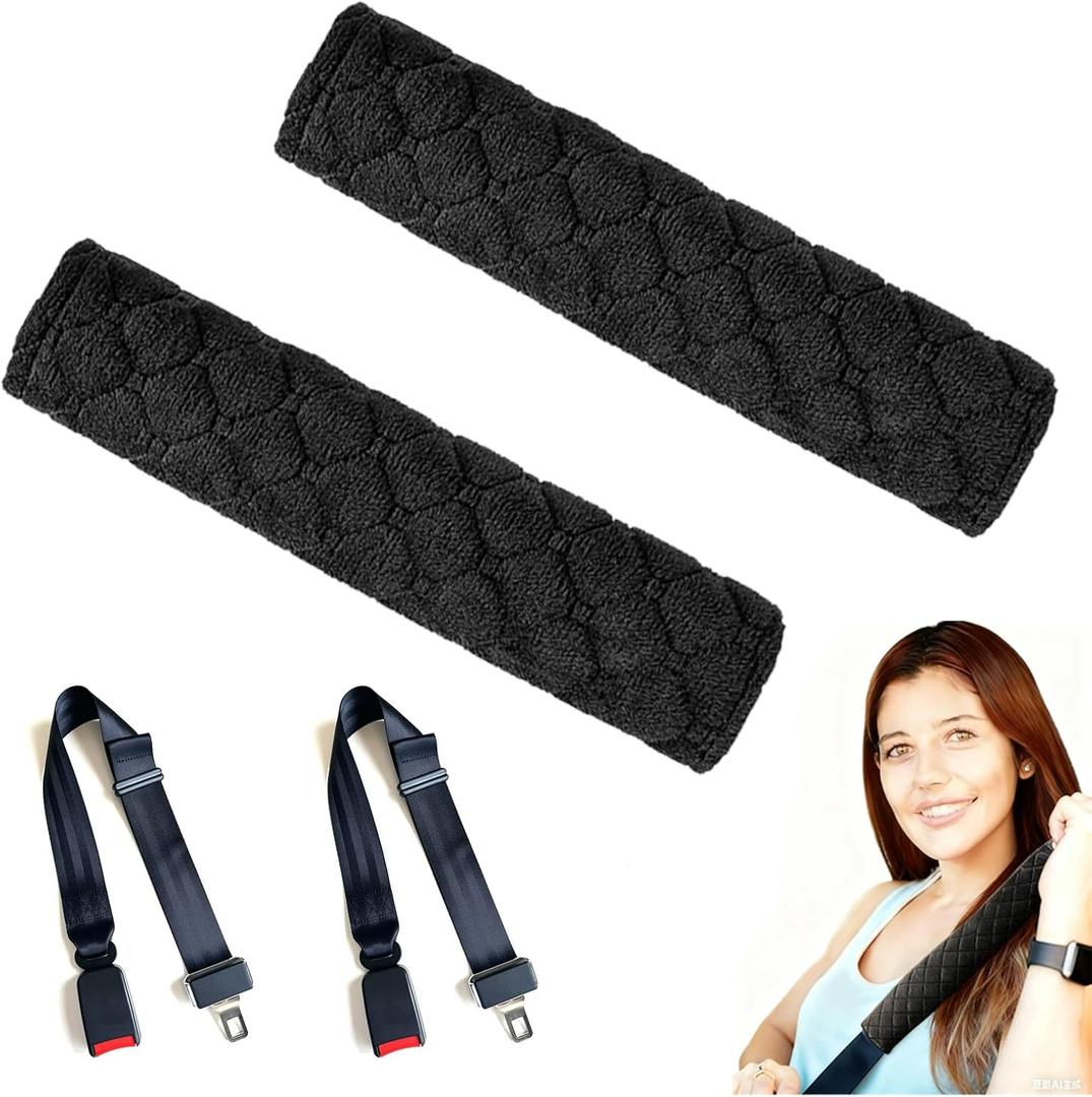 2 Pack Seat Belt Pad Covers, Soft Shoulder Strap Cushion with Hook & Loop Closure, Universal 9" Seatbelt Covers for Car, Truck & SUV, Comfort Protection for Neck & Shoulder,Style 1