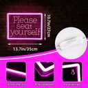 Please Seat Yourself Neon Signs for Wall Decor Funny Bathroom LED Light Up Signs Pink Neon Sign Pink Lights Funny Mens Bathroom Wall Art Decor Restroom Decorations Word Signs Size 13.8*10.7in(GLND230)