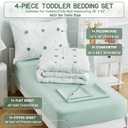 Toddler Bedding Set for Girls Sage Green Tufted Boho Toddler Comforter Set | 4-Piece Tufted Daisy Flowers Bed-in-a-Bag Toddler Girls Bedding Sheets Set with Comforter,Flat Sheet,Fitted Sheet,Pillowcase