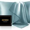 INFIIXSO Mulberry Silk Pillowcase for Hair and Skin, Silk Pillow Cases Queen Size Set of 2 with Hidden Zipper 20x30 Inches, Smooth and Soft Cooling Pillow Cases for Hot Sleepers(Haze Blue, 2 Pack)