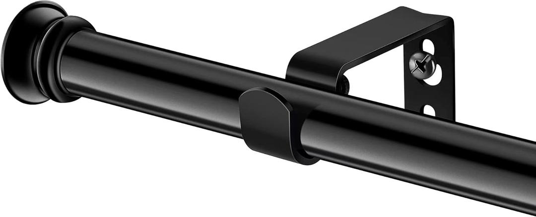 Standard Decorative Window Curtain Rods 30 to 45 Inch,5/8 Inch Diameter Small Curtain Rod Set, Heavy Duty Drapery Rods with Brackets-Black (30-45, Black)