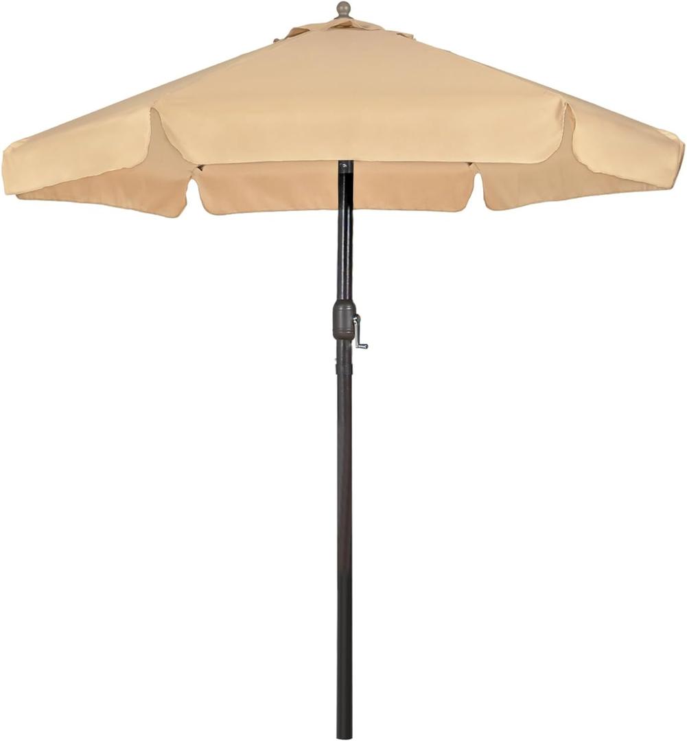 7.5Ft Valance Patio Umbrella for Outdoor, UV Protect Pool Umbrellas with Heavy Duty Pole, Market Umbrella with Push Botton Tilt & Crank