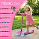 TONBUX 3-Wheel Kids Scooter for Ages 3-8, Toddler Scooter with Light-Up Deck and Wheels, Adjustable 4-Level Height Kick Scooters for Kids, Lean-to-Steer Design