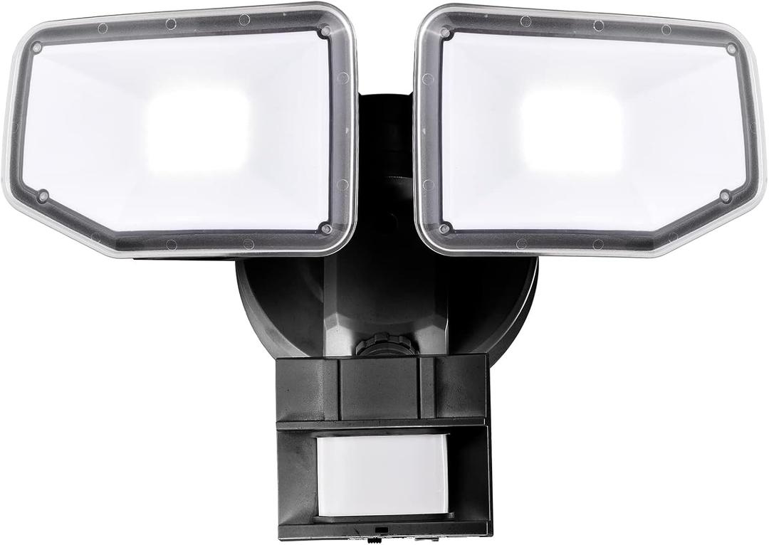 40W LED Security Lights Motion Sensor Light Outdoor, 180 Degree, 4000 LM Motion Security Light, 5000 K, ETL Water Resistant, Clear 2 Head Motion Detector Flood Light for Garage, Yard (Black)