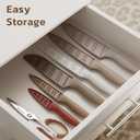 Astercook Knife Set, 13 Pieces Kitchen Knives Set with Healthy Anti-Rust Coating, Dishwasher Safe, Stainless Steel Chef Knife Sets with 6 Blade Guards, Perfect Holiday Gifts for Kitchen (Large, Cream)