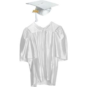Shiny Child Graduation Cap, Gown, Tassel and 2025 Charm Set, Kindergarten Graduation and Kids Preschool (Medium, White)