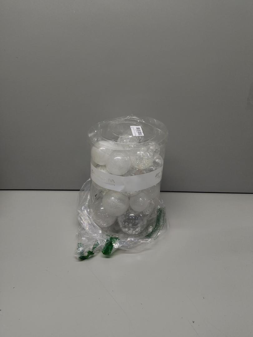 Sea Team Christmas Baubles Set Clear Plastic Shatterproof Multi-Size Decorative Christmas Baubles with Stuffed Delicate Decorations (25 Pieces)