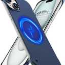 Magnetic Ultra Thin Frosted Designed for iPhone 15 Plus Frameless Case 6.7 inch Slim [Compatible with MagSafe] Minimalist Lightweight Matte Hard Cover Protective Borderless Case-Navy Blue