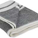 DII New Traditional, 2-Tone Chevron Stripe Throw, 50x60, Black