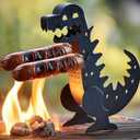 2 x Funny Dinosaur Hot Dog Holder for Grill, Portable Dinosaur Hot Dog Grill Roller, Barbecue Tool for Commercial Outdoor Picnic Home Camping Parties Barbecue