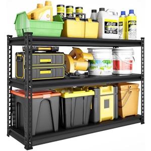 SDXYSTCE 48" W Garage Shelving Heavy Duty, 1500LBS Loads Adjustable Garage Storage Shelves, 3-Tier Metal Shelving Units and Storage Racks, Industrial Utility Shelf,48" Wx18 Dx39 H, Black