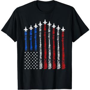Fighter Jet Airplane USA Flag 4th Of July Patriotic Women Kids Men T-Shirt, S Fighter Jet Airplane USA Flag 4th Of July Patriotic Women Kids Men T-Shirt, S