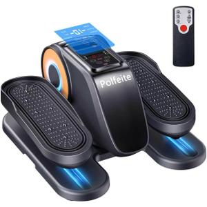 Under Desk Elliptical Machine, Quiet Seated Leg Exerciser for Home Office, Adults and Seniors, Remote Control, 12 Speeds, 3 Auto Modes, Forward/Reverse, Fully Assembled, Gray
