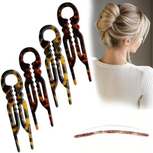 Prestige French Hair Pins - Serrated Anti-Slip Design, Curved Angle for Better Head Fit, New Elegant Hair Accessories for Women, Suitable for All Hair Types（4pcs）