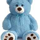 HollyHOME Teddy Bear Stuffed Animal Plush Giant Teddy Bears with Footprints Big Bear 36 inch Blue