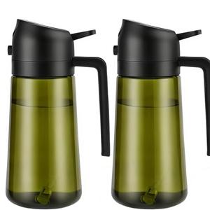 Aovdy Olive Oil Sprayer for Cooking, 2 In 1 Glass Oil Dispenser 16oz- 470ml Premium Spray Bottle for Kitchen Gadgets and Air Fryer Accessories, Salad, BBQ - 2PCS Dark Green