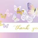 2 x Gooji 4x6 Purple Butterfly Thank You Cards Multipack with Envelopes Bulk 20-Pack Peel-and-Seal Envelopes, Birthday Party, Baby Shower, Bridal Shower, Weddings, Small Business