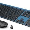 Wireless Keyboard and Mouse, Vssoplor 2.4GHz Rechargeable Quiet FullSize Keyboard and Mouse Combo with Nano USB Receiver for Windows, Laptop, PC, NotebookBlack and Blue