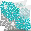DFXSZ Outdoor Throw Pillow Covers 18x18 Inch Set of 2 Waterproof Spring Summer Geometric Elegant Aqua Blue Outdoor Pillow Covers for Patio Funiture Garden Couch 168C18