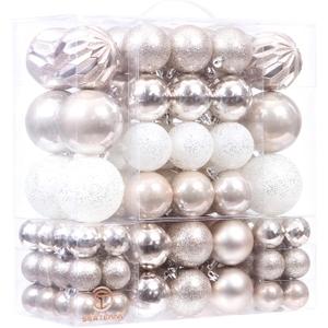 Sea Team 125-Pack Shatterproof Champagne Christmas Ball Ornaments Set, Assorted Multi-Sized Hanging Baubles, Xmas Tree Decorations, Seasonal Dcor for Holiday Wreath Garland, Hooks Included