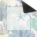 Blue Coastal Beach Mahjong Mat for Table 31.5 X 31.5 in, Gifts for Mahjong Players Nautical Ocean Starfish Shell Carol Anti-Slip Table Cover Tablecloth for Poker Board Card Tile Game Dominoes