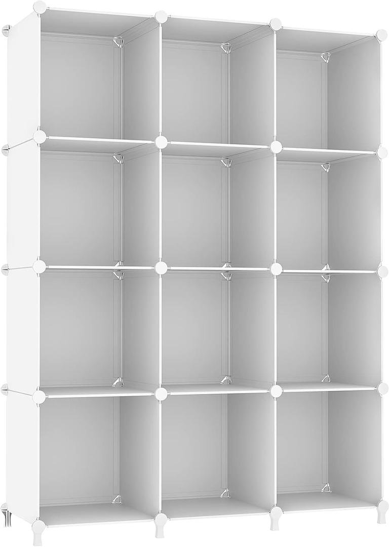 AWTATOS Cube Storage Organizer Storage 12 Cube Bookshelf DIY Plastic Closet Clothes Storage Shelves with Wooden Mallet, Stackable Storage Solution for Home, Bedroom, White AWTATOS Cube Storage Organizer Storage 12 Cube Bookshelf DIY Plastic Closet Clothes Storage Shelves with Wooden Mallet, Stackable Storage Solution for Home, Bedroom, White