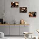 Sepwrol Vintage Coffee Theme Canvas Wall Art Brown Coffee Bean and Hand Grinder Coffee Machine Prints Printing Artwork for Kitchen Dining Room Cafe Bar Wall Decor 12"x16"x3