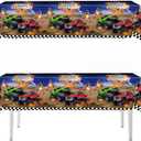 12 x Birthday Party Theme Decorations Includes Tablecloth for Themed Birthday Party Decoration (Blue and Brown)