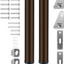 2 PCS Screen and Storm Door Closer Kit, Heavy Duty Pneumatic Screen and Storm Door Closer, Screen and Storm Door Push Button Latch Set Replacement Kit, Adjust Smooth Closing Speed (Brown)