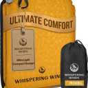 Whispering Winds Inflatable Seat Cushion - Comfortable Blow-up Foam Pad for Airplane, Travel, Stadium, Outdoors, Camping, Car & More (Large, Dark Gold - 1pack)