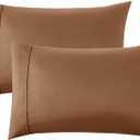 Bedsure King Size Pillow Cases Set of 2 - Brown Polyester Microfiber Pillowcases 2 Pack, Super Soft Pillow Case Cover with Envelop Closure, 20x36 Inches