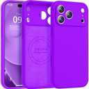 Ktele Magnetic for iPhone 17 Pro Max Case [Compatible with Magsafe] [Premium Silicone Satin-Smooth Touch] Slim Shockproof Anti-Scratch Microfiber Lining Case, 6.9 inch, Neon Purple