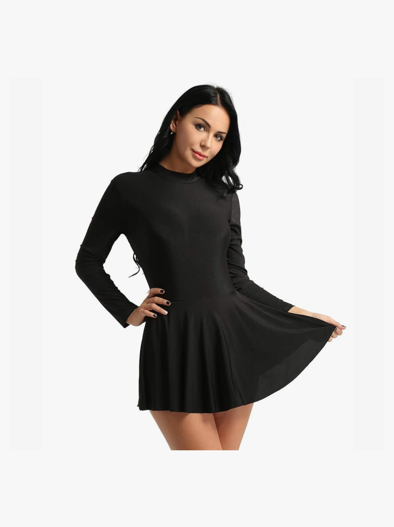 Women Long Sleeve Thermal Figure Ice Skating Dress Ballet Dance Gymnastics Leotard Size L