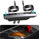 Upgrade Tesla USB Hub for Tesla Model 3&Y Waterproof - 4Ports Fast Chargr for Model Y/3 Accessories 2023 2022 2021 Retractable Docking Station, 2 Type-C Fast Charging Cables (Not Fit Model 3 2024)