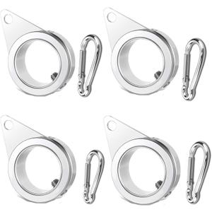 Anovo 1.25" Flag Pole Rings, Flagpole Rings Aluminum Alloy 360 Rotating Anti Wrap Flag Mounting Spinning Ring Clips for 1.02-1.25 Inch Diameter Flagpole (1.25 Inch -Pack of 4, Matte Silver)