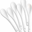 6PCS Porcelain White Coffee Spoons Espresso Tea Sauce and Desserts Ceramic Spoons