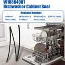 Dishwasher Door Seal Compatible with Whirlpool Kenmore Kitchenaid Dishwasher, Replace W10864081 W10179427 Dishwasher Cabinet Seal