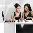 Portable Manicure Table 3 Drawers, Rolling Lockable Makeup Train Case with Blueteeth Speaker and Nail Polish Organizer, Foldable Nail Desk with Mirror & TSA Lock for Nail Tech and Salon Use, 52 x 15.4 x 27.3 inches