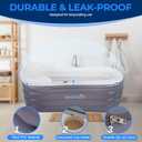 SereneLife Spa Bathtub with Bubble Massage Mat Inflatable Bathtub with Pillow, Cup Holder, Remote Control for LED Lighting, Backrest and Armrests, Supporting Up To 190 lbs. 66" x 30" x 26"