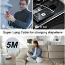 16FT USB C Cable Fast Charging 240W,Extra Long USB C to USB C Cable 16foot Type C Right Angle Charger Data Cord Braided for iPhone 17 16 Pro Max 15/iPad/MacBook Pro Air/Galaxy S26 S25 S24 Ultra,White