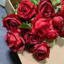 15pcs Artificial Rose Silk Flowers Long Stems Single Fake Flowers Bride Bouquet Realistic Touch Blossom Arrangement Home Office Party Living Room Décor(Red)