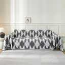 YSTELLAA Couch Cover for Sofa, Boho Sofa Cover Washable Couch Cover for Dogs, Pet Sofa Cover for 2-Cushion Couches with Tassel Furniture Protector Cover,71" x 118",Dark Gray-Diamond