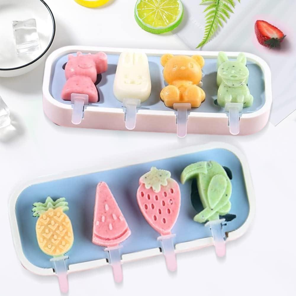 Generic Popsicles Molds, Mini Popsicle Molds for Kids Baby Cute Shapes Silicone Popsicle Molds BPA Free Reusable Ice Cream Mold Popsicle Maker Homemade DIY Set, Pack of 2