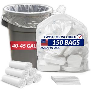 Reli. Premium 40 to 45 Gallon Trash Bags Heavy Duty | 150 Trash Bags with Ties | Super Sizeable, Clear, Serious Garbage Cleanup