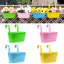 RIOGOO Flower Pots Metal Iron Hanging Flower Pots Garden Pots Balcony Planters Metal Bucket Flower Holders Wall Hanging Decor Pot- Detachable Hook (4 PCS) (Large)